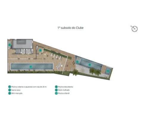1º subsolo do Clube