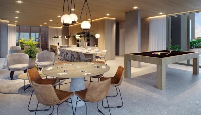 Clube: Espaço gourmet e salão de jogos